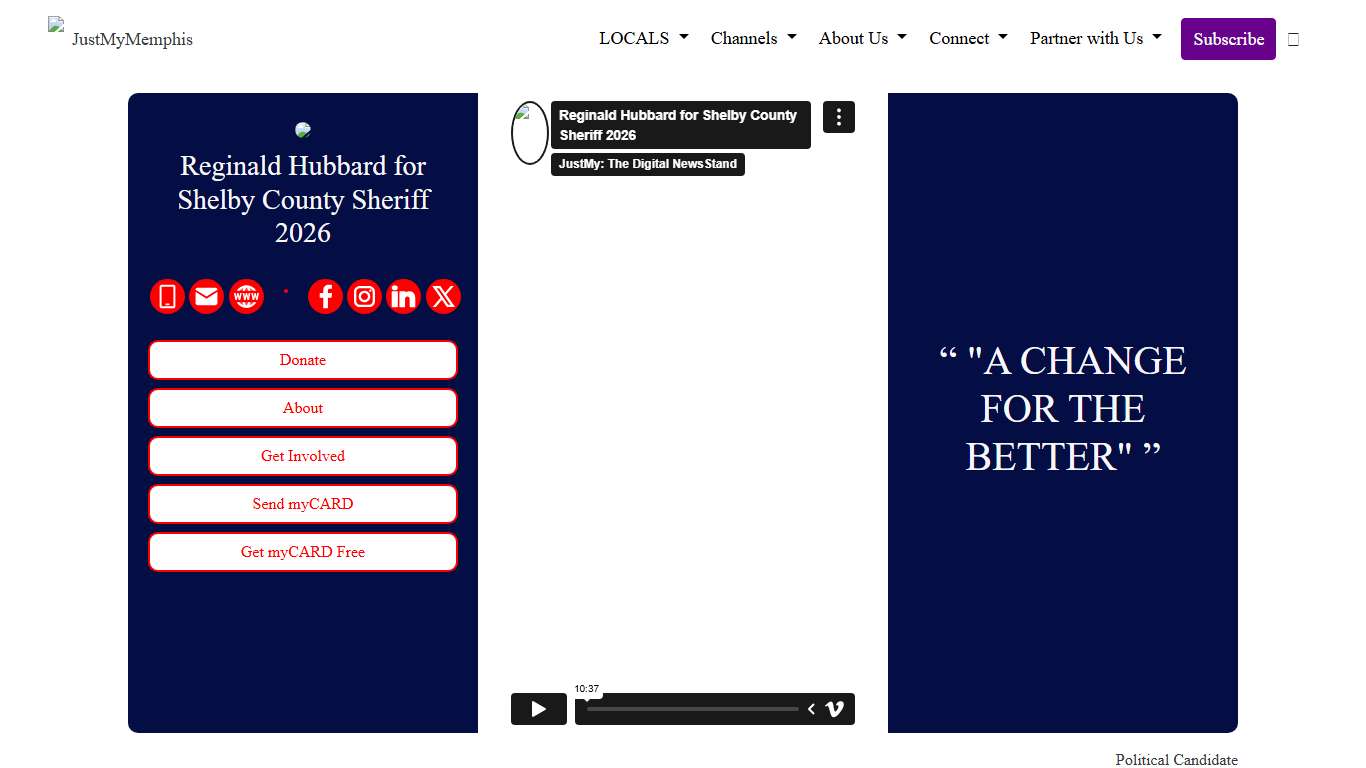 Reginald Hubbard for Shelby County Sheriff 2026